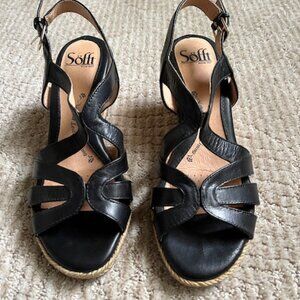 SOFFT BLACK LEATHER WEDGES